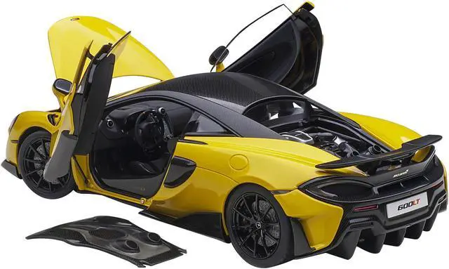 Alt view image 7 of 14 - Mclaren 600LT Sicilian Yellow and Carbon 1/18 Model Car by Autoart