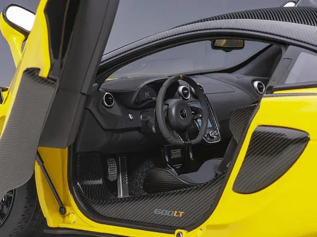 Alt view image 8 of 14 - Mclaren 600LT Sicilian Yellow and Carbon 1/18 Model Car by Autoart
