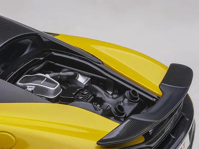 Alt view image 9 of 14 - Mclaren 600LT Sicilian Yellow and Carbon 1/18 Model Car by Autoart