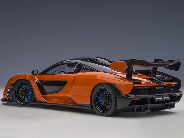 Alt view image 10 of 14 - Mclaren Senna Trophy Mira Orange and Black with Carbon Accents 1/18 Model Car by Autoart