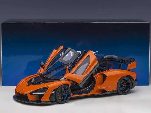 Alt view image 11 of 14 - Mclaren Senna Trophy Mira Orange and Black with Carbon Accents 1/18 Model Car by Autoart