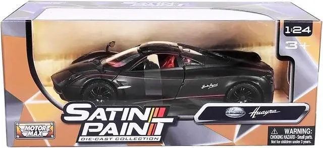 Alt view image 6 of 8 - Motormax 79502 1 by 24 Scale Diecast Pagani Huayra Matt Black Model Car
