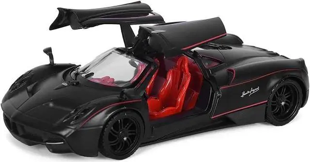 Alt view image 8 of 8 - Motormax 79502 1 by 24 Scale Diecast Pagani Huayra Matt Black Model Car