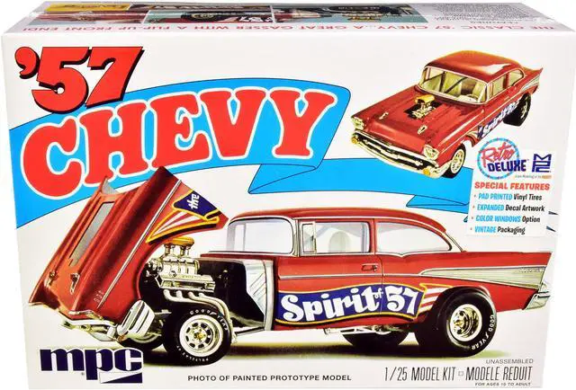 Alt view image 3 of 6 - Skill 2 Model Kit 1957 Chevrolet Gasser Flip Nose "Spirit of 57" 1/25 Scale Model by MPC