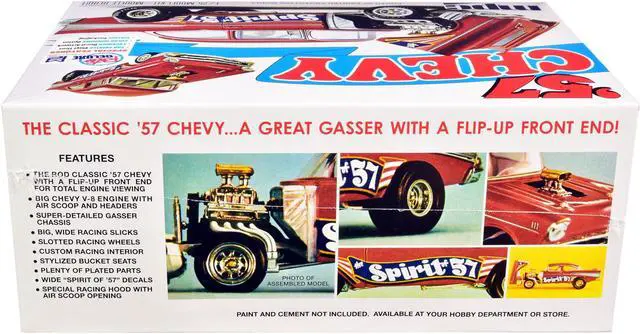 Alt view image 5 of 6 - Skill 2 Model Kit 1957 Chevrolet Gasser Flip Nose "Spirit of 57" 1/25 Scale Model by MPC