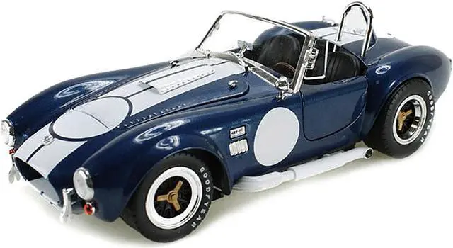 Alt view image 3 of 4 - 1965 Shelby Cobra 427 S/C Dark Blue Metallic with White Stripes with Printed Carroll Shelby's Signature on the Trunk 1/18 Diecast Model Car by Shelby Collectibles