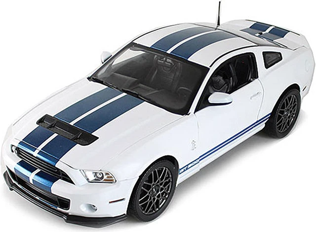 Alt view image 3 of 5 - 2013 Ford Shelby Cobra GT500 SVT White with Blue Stripes 1/18 Diecast Car Model by Shelby Collectibles