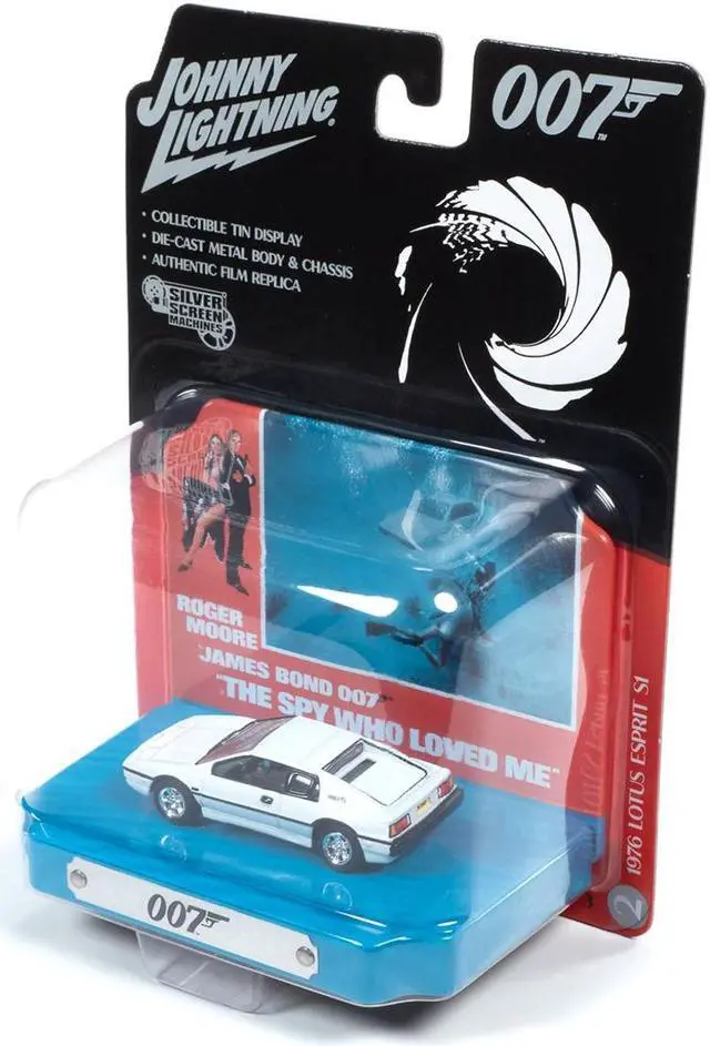 Alt view image 5 of 5 - 1976 Lotus Esprit S1 White with Collectible Tin Display "007" (James Bond) "The Spy Who Loved Me" (1977) Movie (10th in the James Bond Series) 1/64 Diecast Model Car by Johnny Lightning