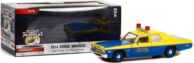 Alt view image 6 of 6 - 1974 Dodge Monaco Blue and Yellow "New York State Police" "Hot Pursuit" Series 1/24 Diecast Model Car by Greenlight