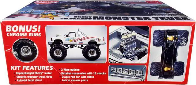 Alt view image 4 of 6 - Skill 2 Model Kit Chevrolet Silverado "USA-1" Monster Truck 1/25 Scale Model by AMT