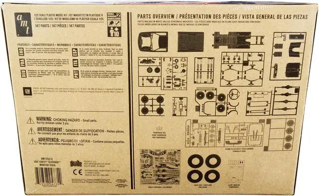 Alt view image 6 of 6 - Skill 2 Model Kit Chevrolet Silverado "USA-1" Monster Truck 1/25 Scale Model by AMT