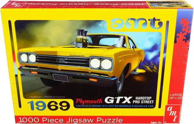Alt view image 3 of 5 - Jigsaw Puzzle 1969 Plymouth GTX Hardtop Pro Street MODEL BOX PUZZLE (1000 piece) by AMT