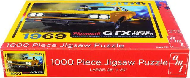 Alt view image 4 of 5 - Jigsaw Puzzle 1969 Plymouth GTX Hardtop Pro Street MODEL BOX PUZZLE (1000 piece) by AMT