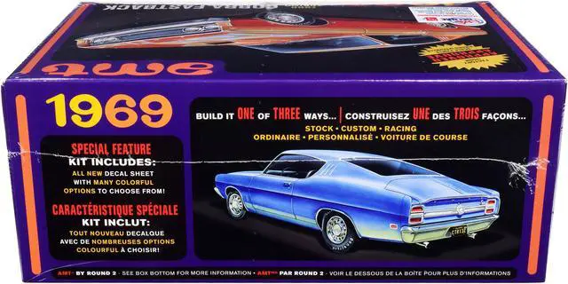 Alt view image 5 of 6 - Skill 2 Model Kit 1969 Ford Torino Cobra Fastback 3-in-1 Kit 1/25 Scale Model by AMT