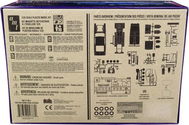 Alt view image 6 of 6 - Skill 2 Model Kit 1969 Ford Torino Cobra Fastback 3-in-1 Kit 1/25 Scale Model by AMT