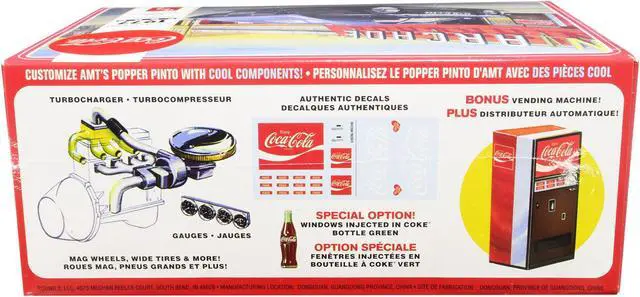 Alt view image 5 of 7 - Skill 3 Model Kit 1977 Ford Pinto \Popper\ with Vending Machine \"Coca-Cola\" 2 in 1 Kit 1/25 Scale Model by AMT"""