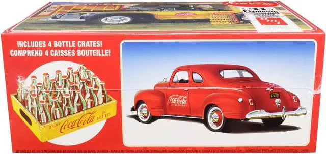 Alt view image 4 of 6 - Skill 3 Model Kit 1941 Plymouth Coupe with 4 Bottle Crates "Coca-Cola" 1/25 Scale Model by AMT