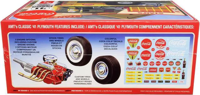Alt view image 5 of 6 - Skill 3 Model Kit 1941 Plymouth Coupe with 4 Bottle Crates "Coca-Cola" 1/25 Scale Model by AMT
