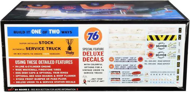 Alt view image 5 of 6 - Skill 2 Model Kit 1950 Chevrolet 3100 Pickup Truck "Union 76" 2 in 1 Kit (Skill 2) 1/25 Scale Model by AMT