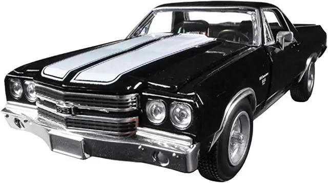 Alt view image 2 of 3 - 1970 Chevrolet El Camino SS Black with White Stripes "Muscle Car Collection" 1/25 Diecast Model Car by New Ray