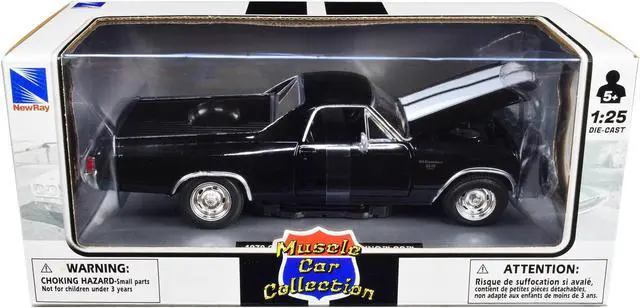 Alt view image 3 of 3 - 1970 Chevrolet El Camino SS Black with White Stripes "Muscle Car Collection" 1/25 Diecast Model Car by New Ray