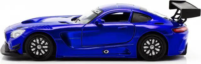 Alt view image 5 of 6 - Mercedes AMG GT3 Bright Blue 1/24 Diecast Model Car by Motormax