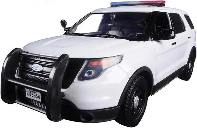 Alt view image 5 of 6 - Motormax 76959 2015 Ford Interceptor Unmarked Police Car with Light Bar White 1-24 Diecast Model Car