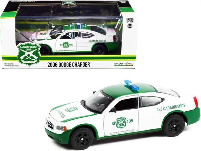 Alt view image 5 of 7 - 2006 Dodge Charger Police Car White and Green \Carabineros de Chile" 1/43 Diecast Model Car by Greenlight"