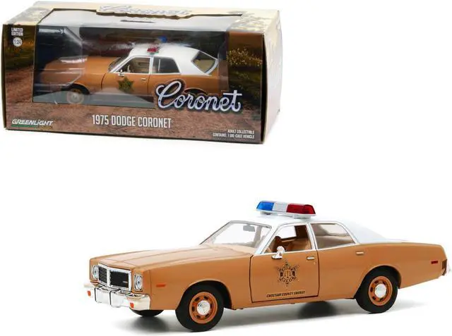 Alt view image 3 of 5 - 1975 Dodge Coronet Brown with White Top "Choctaw County Sheriff" 1/24 Diecast Model Car by Greenlight