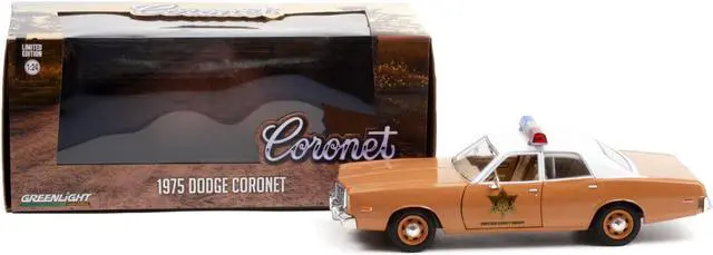 Alt view image 5 of 5 - 1975 Dodge Coronet Brown with White Top "Choctaw County Sheriff" 1/24 Diecast Model Car by Greenlight