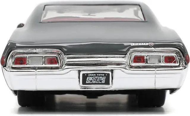 Alt view image 12 of 16 - 1967 Chevrolet Impala SS Gray and Burgundy with Burgundy Interior "Bigtime Muscle" Series 1/24 Diecast Model Car by Jada