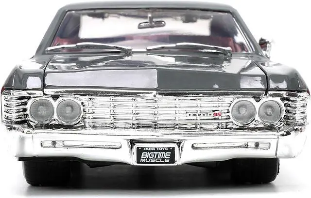 Alt view image 11 of 16 - 1967 Chevrolet Impala SS Gray and Burgundy with Burgundy Interior "Bigtime Muscle" Series 1/24 Diecast Model Car by Jada