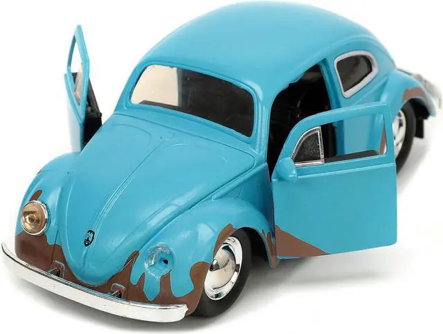 Alt view image 7 of 11 - Volkswagen Beetle Matt Blue (Weathered) and Stitch Diecast Figure "Lilo and Stitch" (2002) Movie "Hollywood Rides" Series 1/32 Diecast Model Car by Jada