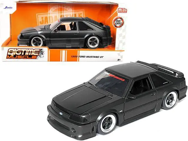 Alt view image 5 of 9 - 1989 Ford Mustang GT 5.0 Matt Black Metallic with Matt Black Hood "Bigtime Muscle" Series 1/24 Series Diecast Model Car by Jada
