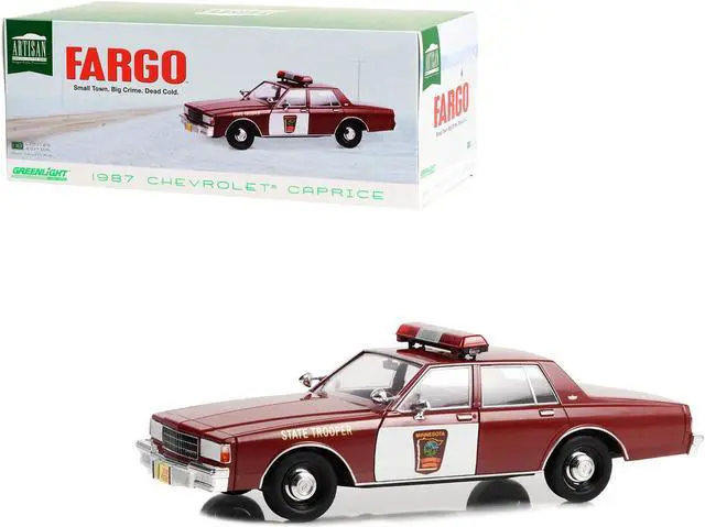 Alt view image 2 of 6 - 1987 Chevrolet Caprice Burgundy with Burgundy Interior "Minnesota State Trooper" "Fargo" (1996) Movie "Artisan Collection" 1/18 Diecast Model Car by Greenlight