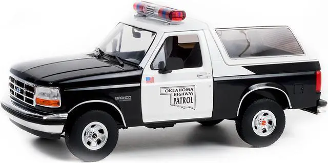 Alt view image 6 of 8 - 1996 Ford Bronco Police Black and White Oklahoma Highway Patrol "Artisan Collection" 1/18 Diecast Model Car by Greenlight