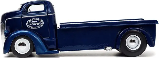 Alt view image 5 of 8 - 1947 Ford COE Flatbed Truck Dark Blue Metallic with White Top "The Famous Motor Cars" with Extra Wheels "Just Trucks" Series 1/24 Diecast Model by Jada