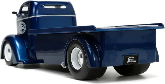 Alt view image 6 of 8 - 1947 Ford COE Flatbed Truck Dark Blue Metallic with White Top "The Famous Motor Cars" with Extra Wheels "Just Trucks" Series 1/24 Diecast Model by Jada