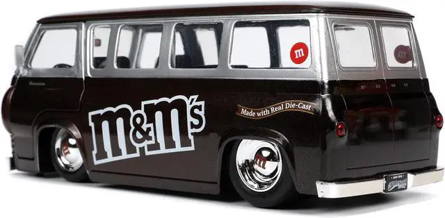 Alt view image 6 of 8 - 1965 Ford Econoline Bus Brown Metallic and Silver with Red M&M's Diecast Figurine "Hollywood Rides" Series 1/24 Diecast Model Car by Jada