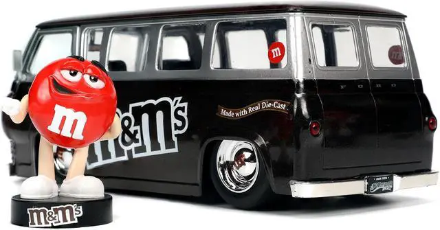 Alt view image 8 of 8 - 1965 Ford Econoline Bus Brown Metallic and Silver with Red M&M's Diecast Figurine "Hollywood Rides" Series 1/24 Diecast Model Car by Jada