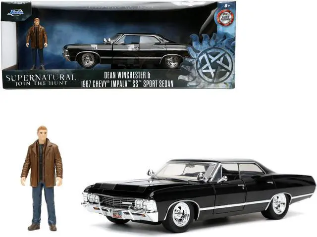 Alt view image 4 of 9 - 1967 Chevrolet Impala SS Sport Sedan Black and Dean Winchester Diecast Figurine "Supernatural" (2005-2020) TV Series "Hollywood Rides" Series 1/24 Diecast Model Car by Jada