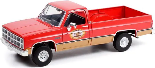 Alt view image 5 of 6 - 1982 GMC K-2500 Sierra Grande Wideside Pickup Truck with Trailer Hitch Red "Busted Knuckle Garage" 1/18 Diecast Model Car by Greenlight