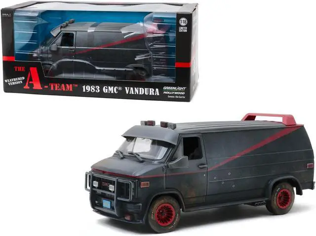 Alt view image 3 of 8 - 1983 GMC Vandura Black Weathered Version with Bullet Holes "The A-Team" (1983-1987) TV Series 1/18 Diecast Model Car by Greenlight