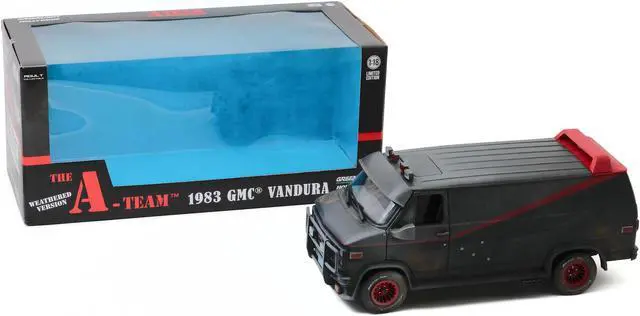 Alt view image 6 of 8 - 1983 GMC Vandura Black Weathered Version with Bullet Holes "The A-Team" (1983-1987) TV Series 1/18 Diecast Model Car by Greenlight