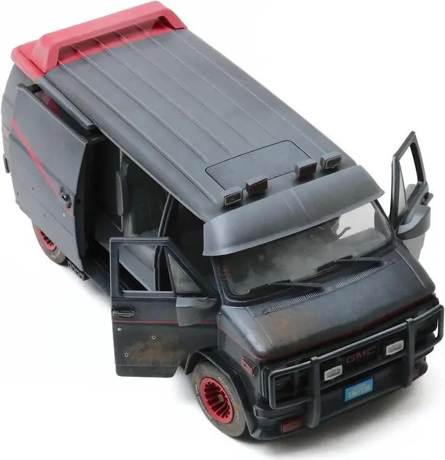 Alt view image 4 of 8 - 1983 GMC Vandura Black Weathered Version with Bullet Holes "The A-Team" (1983-1987) TV Series 1/18 Diecast Model Car by Greenlight