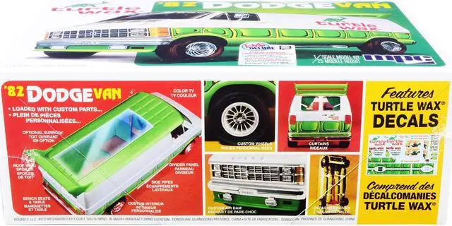 Alt view image 4 of 6 - Skill 2 Model Kit 1982 Dodge Van Custom "Turtle Wax" 2-in-1 Kit 1/25 Scale Model by MPC