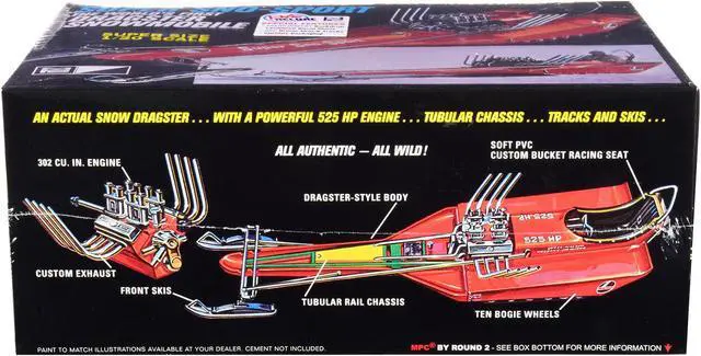 Alt view image 4 of 6 - Skill 2 Model Kit Rupp Super Sno-Sport Snowmobile Dragster (The World's First) 1/20 Scale Model by MPC