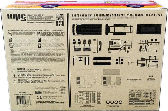 Alt view image 6 of 6 - Skill 2 Model Kit 1982 Dodge Van Custom "Turtle Wax" 2-in-1 Kit 1/25 Scale Model by MPC