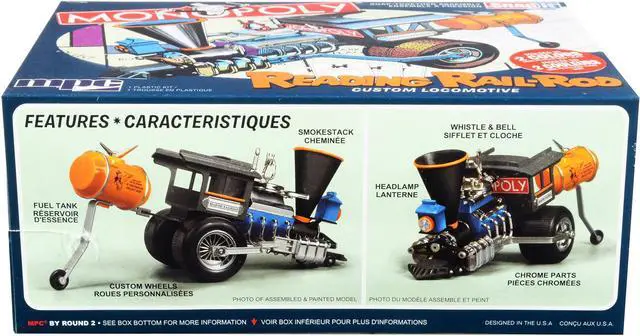 Alt view image 4 of 6 - Skill 1 Snap Model Kit Reading Rail Rod Custom Locomotive "Monopoly" 1/25 Scale Model by MPC