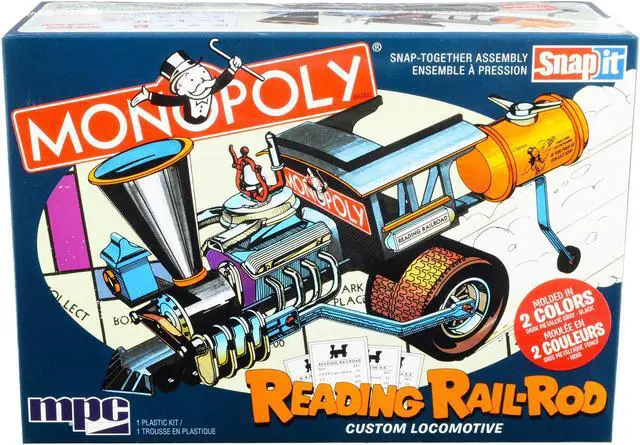 Alt view image 3 of 6 - Skill 1 Snap Model Kit Reading Rail Rod Custom Locomotive "Monopoly" 1/25 Scale Model by MPC